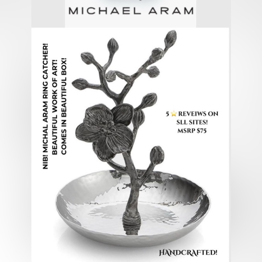 NIB! MICHAEL ARAM HANDCRAFTED JEWELRY DISH! WORK OF ART! W/MINT GIFTING BOX!